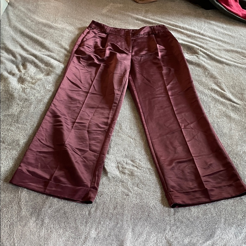 Jennifer Lopez Purple Burgundy Wide-Leg Dressy Pants